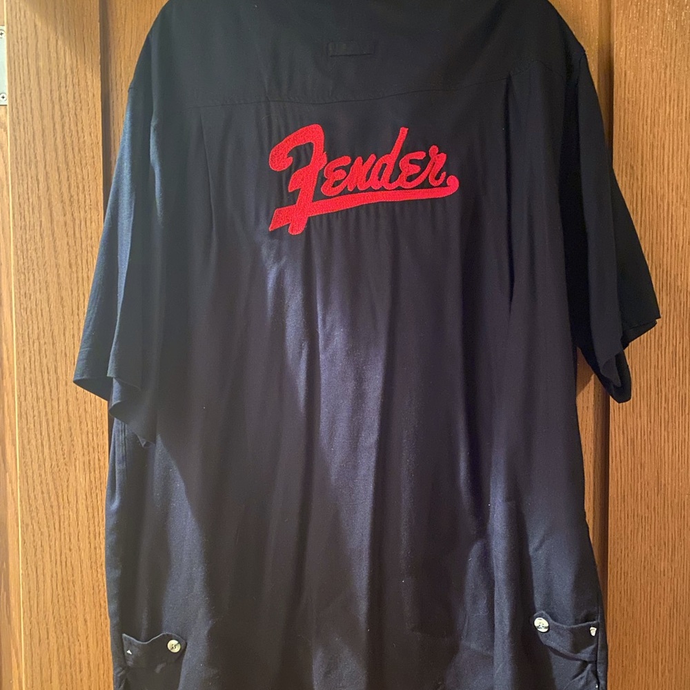 Vintage Fender Guitar Bowling Shirt - Men XL - Chain Stitching Logo - Rockabilly